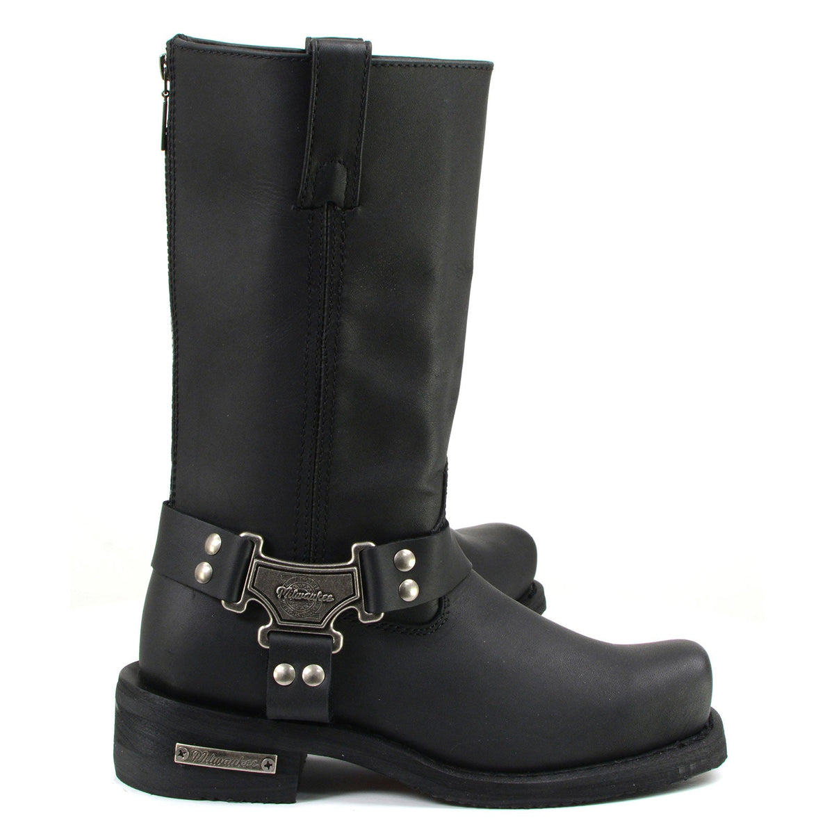 MMCC Men's Black Leather Motorcycle Boots - MB410