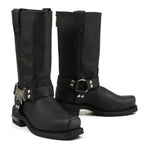 MMCC Men's Black Leather Motorcycle Boots - MB410