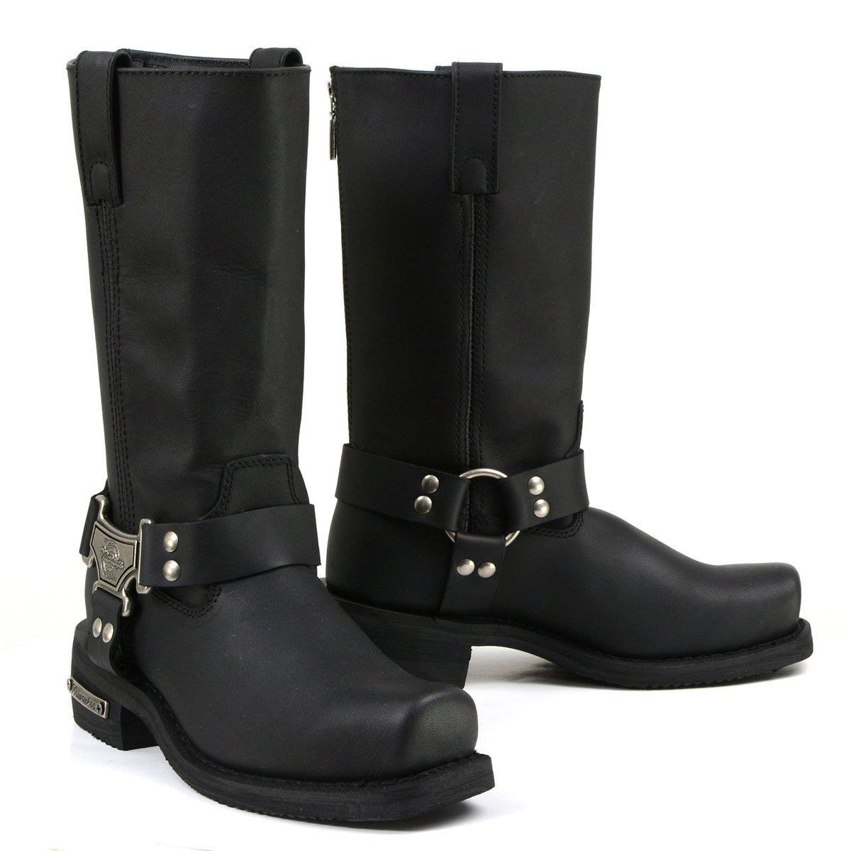 MMCC Men's Black Leather Motorcycle Boots - MB410