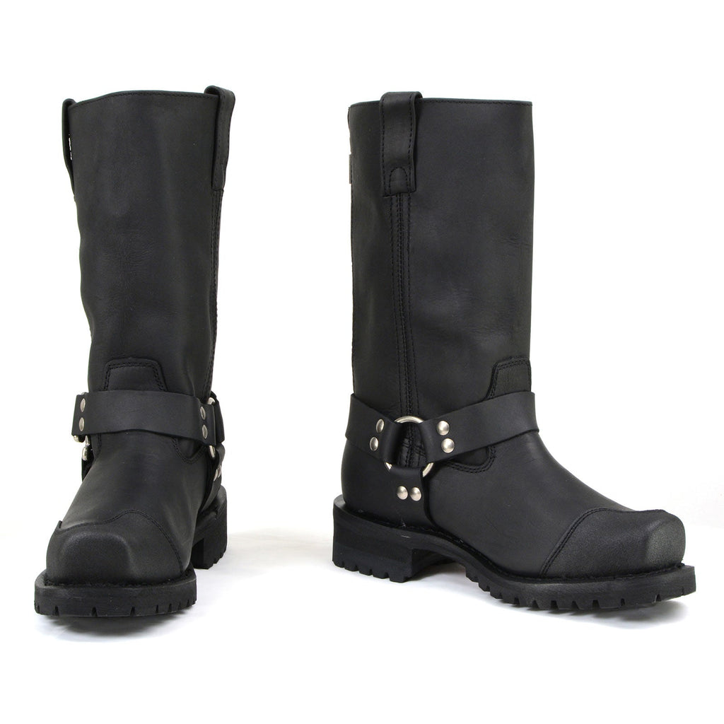 MMCC Men's Drag Harness Black Leather Motorcycle Boots - MB411
