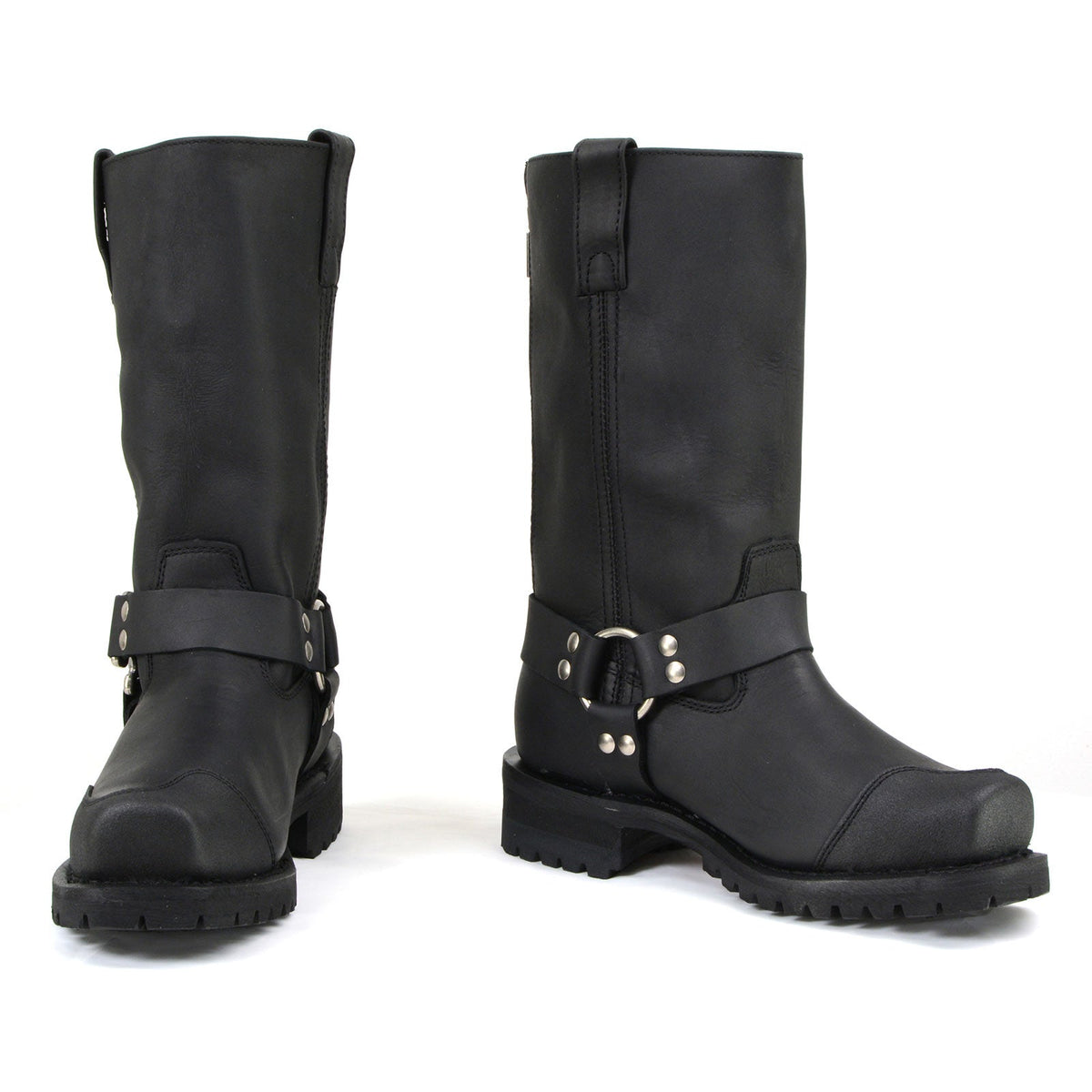 MMCC Men's Drag Harness Black Leather Motorcycle Boots - MB411