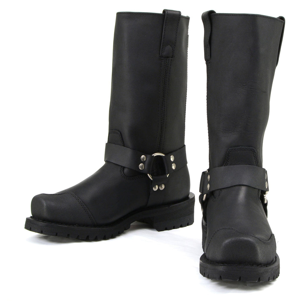 MMCC Men's Drag Harness Black Leather Motorcycle Boots - MB411
