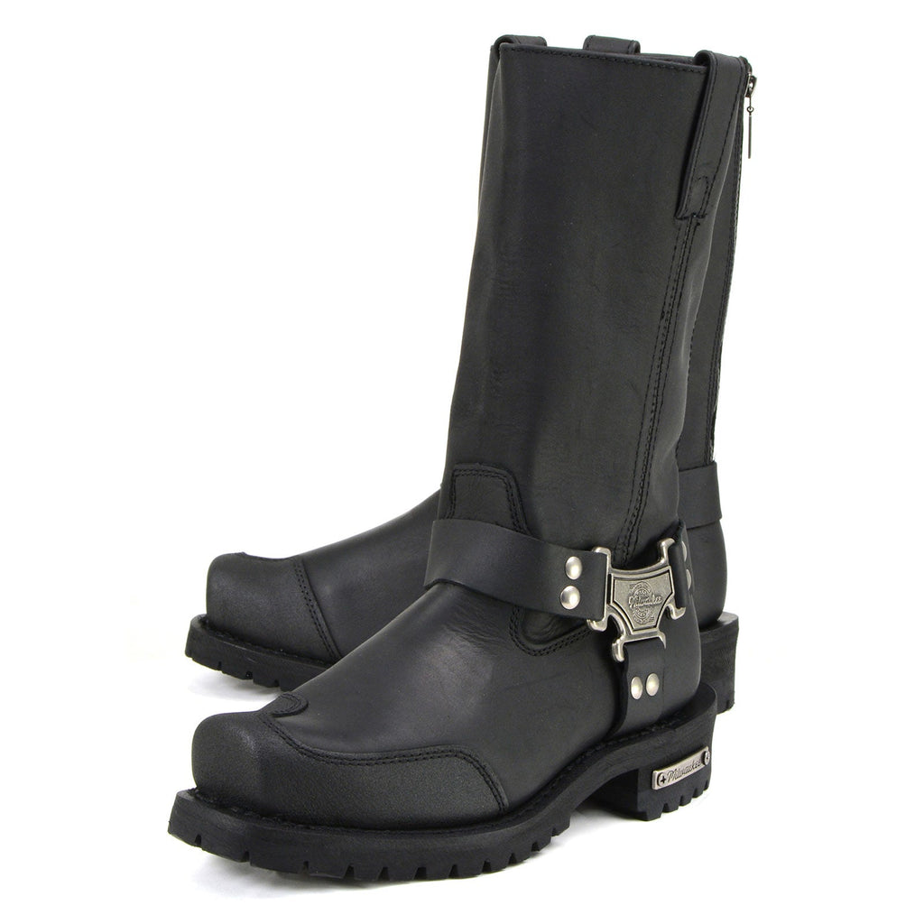 MMCC Men's Drag Harness Black Leather Motorcycle Boots - MB411