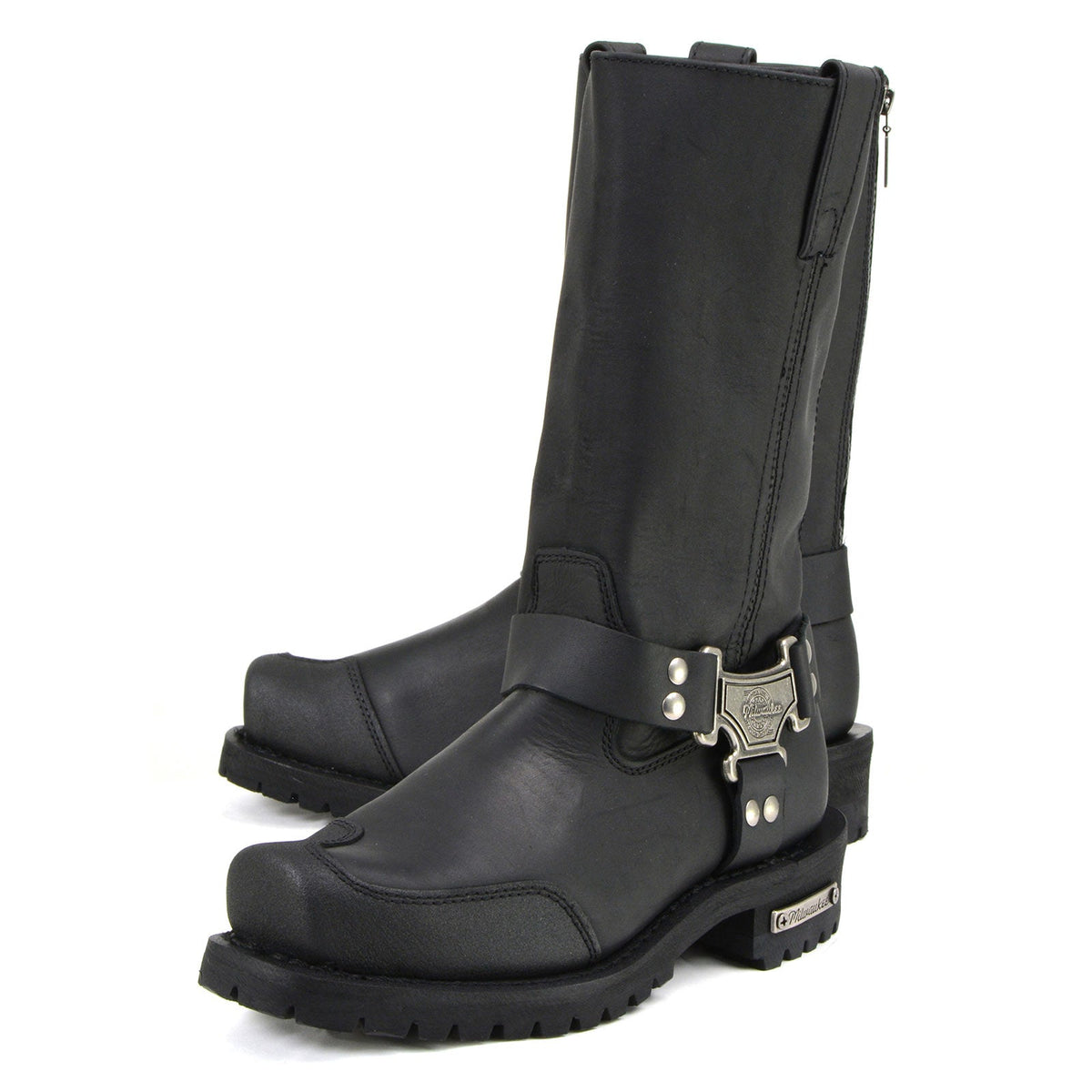 MMCC Men's Drag Harness Black Leather Motorcycle Boots - MB411
