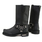 MMCC Men's Drag Harness Black Leather Motorcycle Boots - MB411
