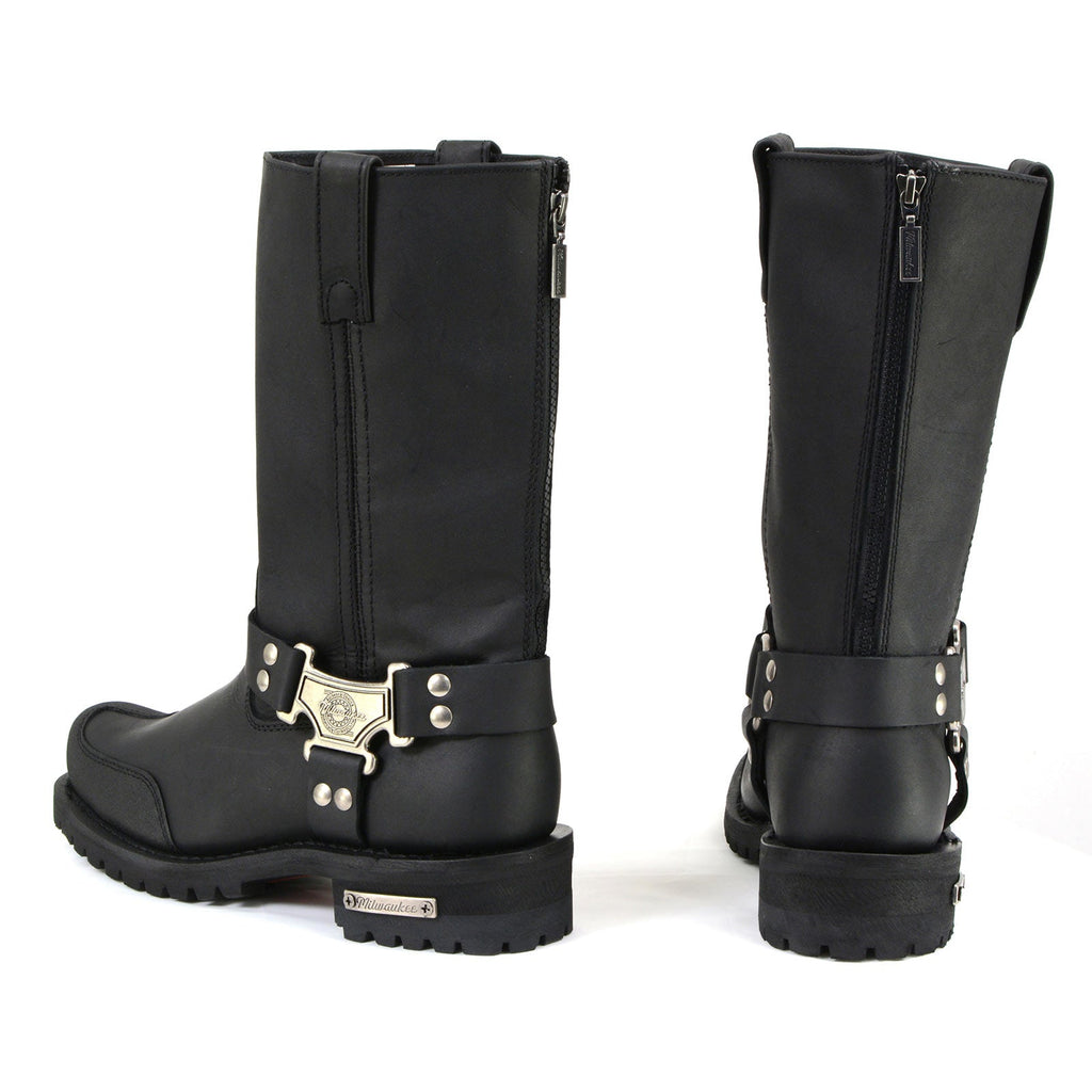 MMCC Men's Drag Harness Black Leather Motorcycle Boots - MB411
