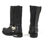MMCC Men's Drag Harness Black Leather Motorcycle Boots - MB411