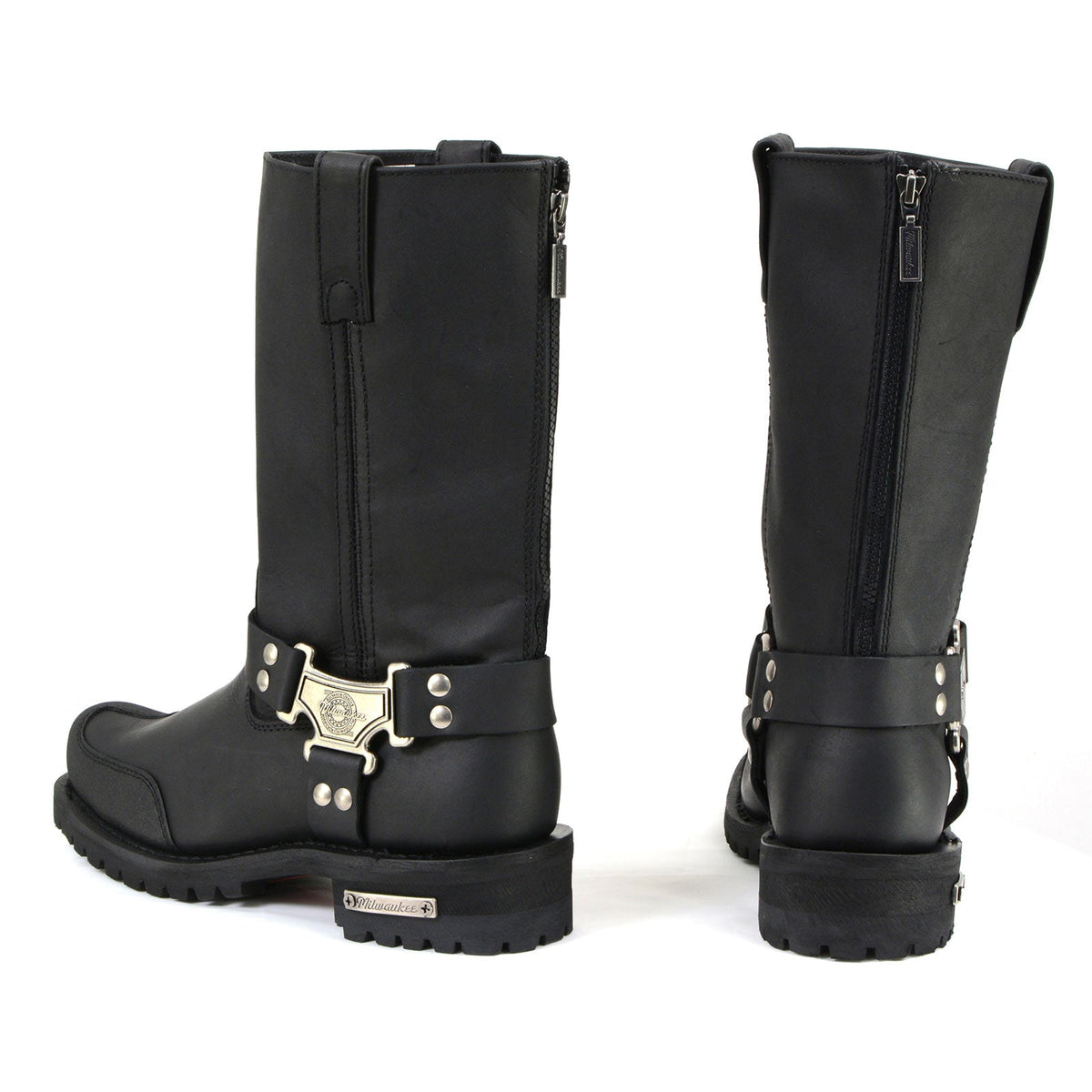 MMCC Men's Drag Harness Black Leather Motorcycle Boots - MB411