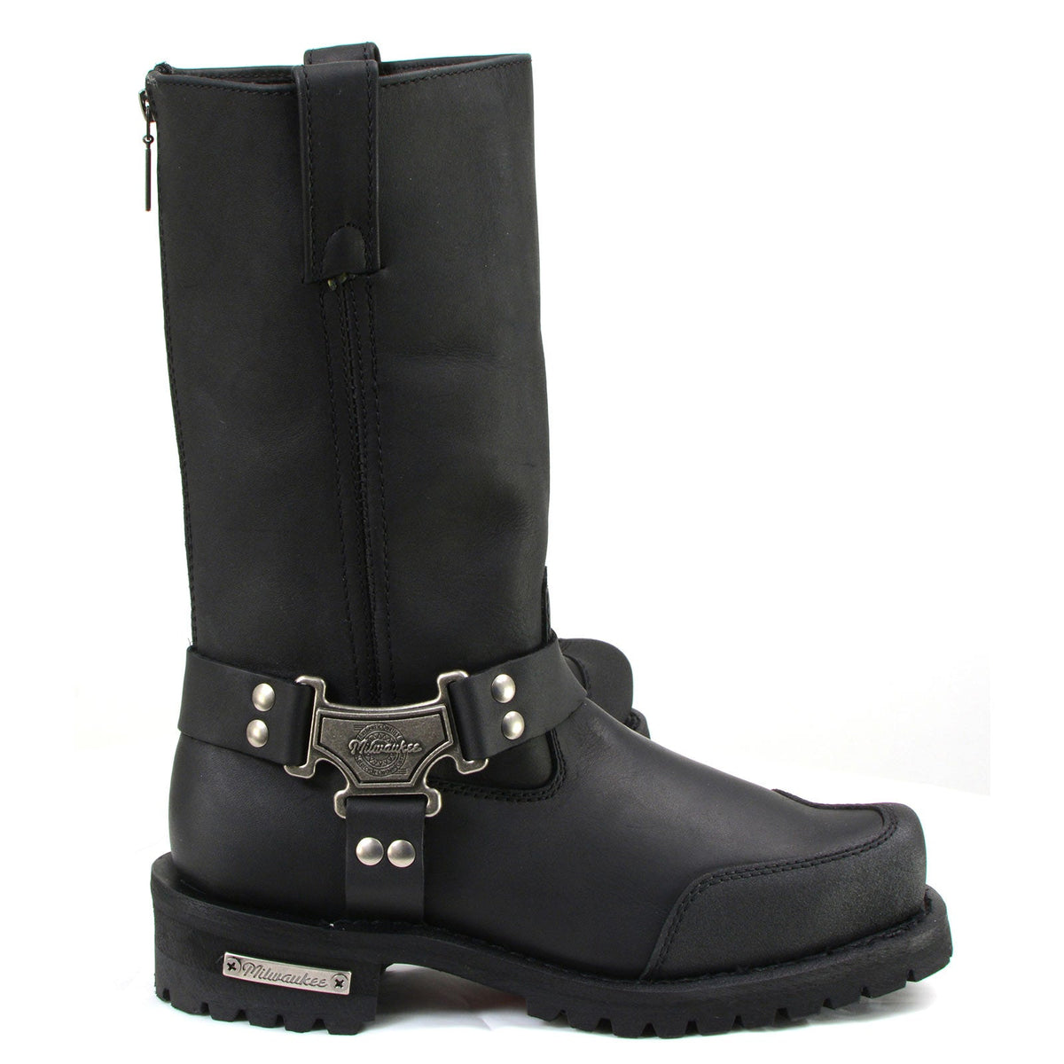 MMCC Men's Drag Harness Black Leather Motorcycle Boots - MB411