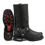 MMCC Men's Drag Harness Black Leather Motorcycle Boots - MB411