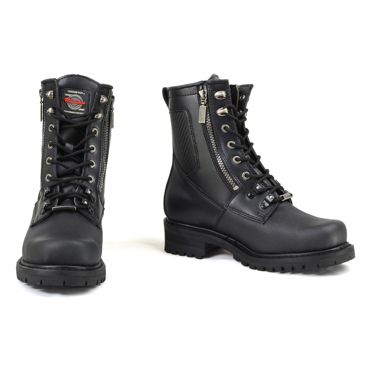 MMCC Men's Trooper Black Leather Motorcycle Boots - MB416