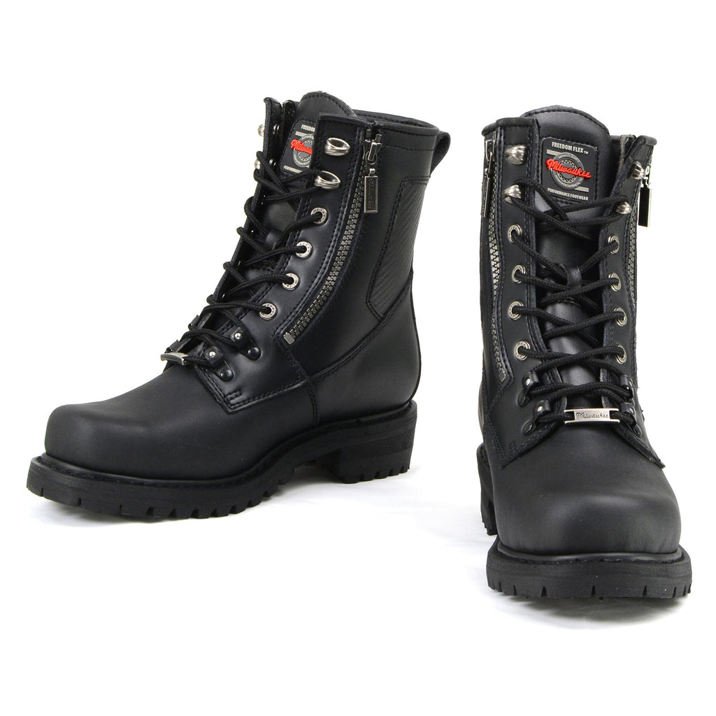 MMCC Men's Trooper Black Leather Motorcycle Boots - MB416