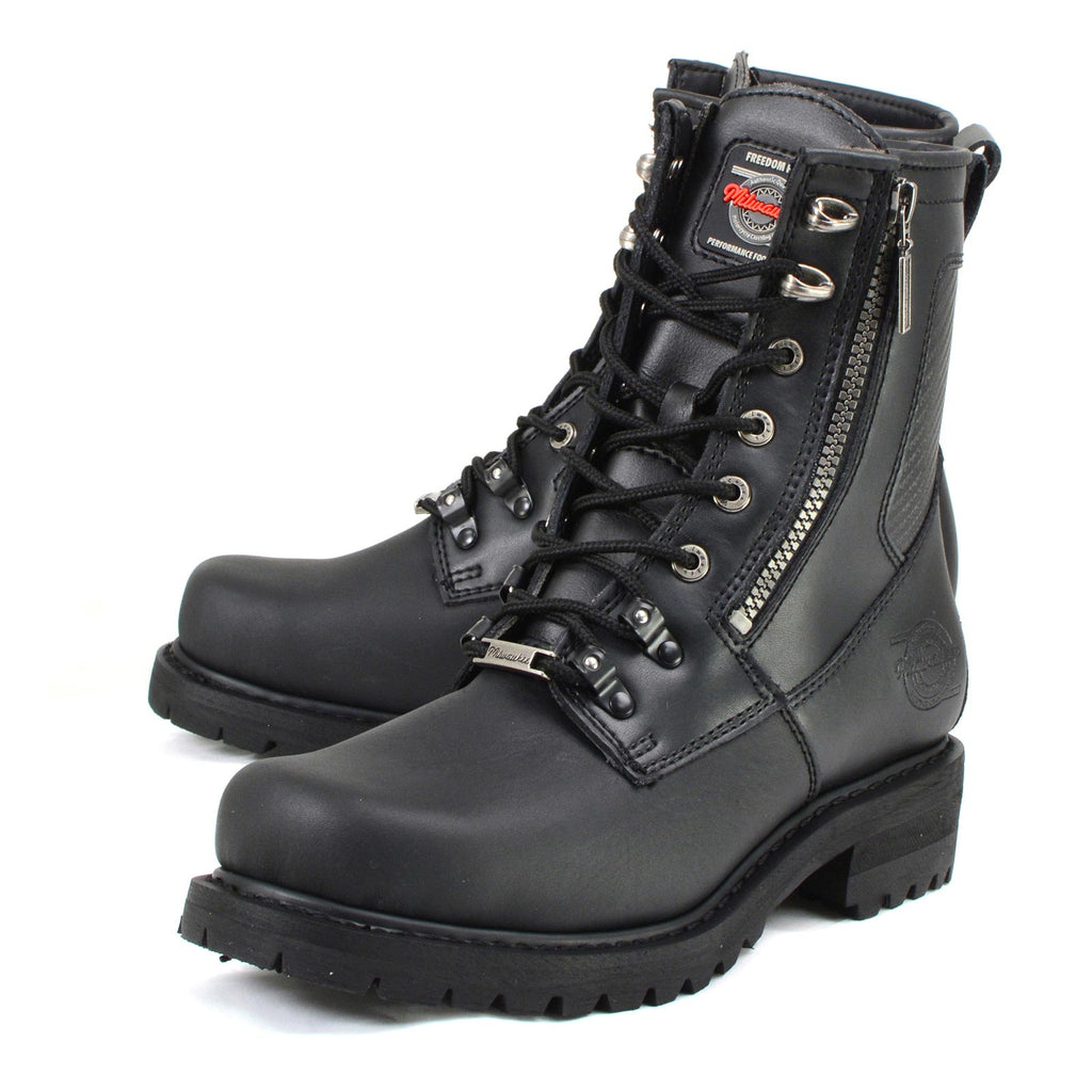 MMCC Men's Trooper Black Leather Motorcycle Boots - MB416