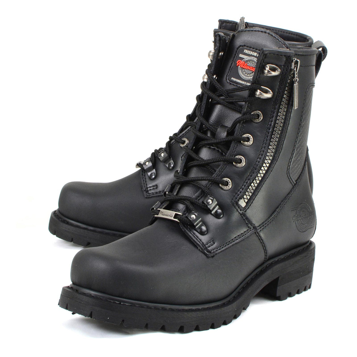 MMCC Men's Trooper Black Leather Motorcycle Boots - MB416