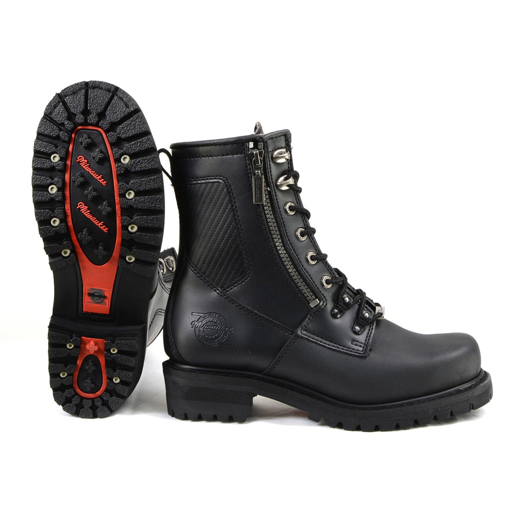 MMCC Men's Trooper Black Leather Motorcycle Boots - MB416