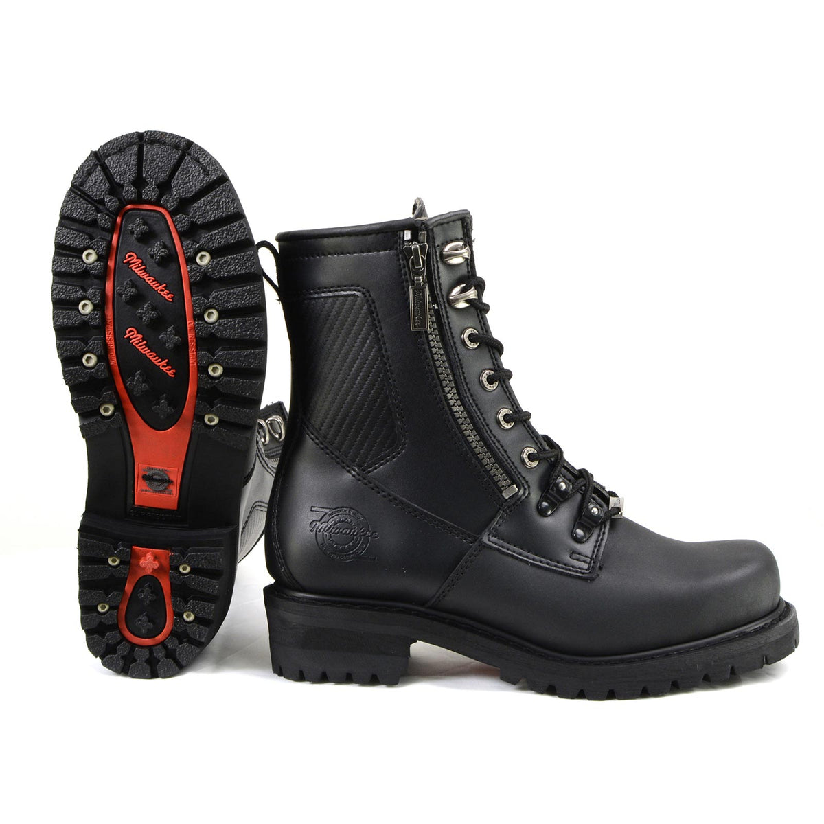 MMCC Men's Trooper Black Leather Motorcycle Boots - MB416