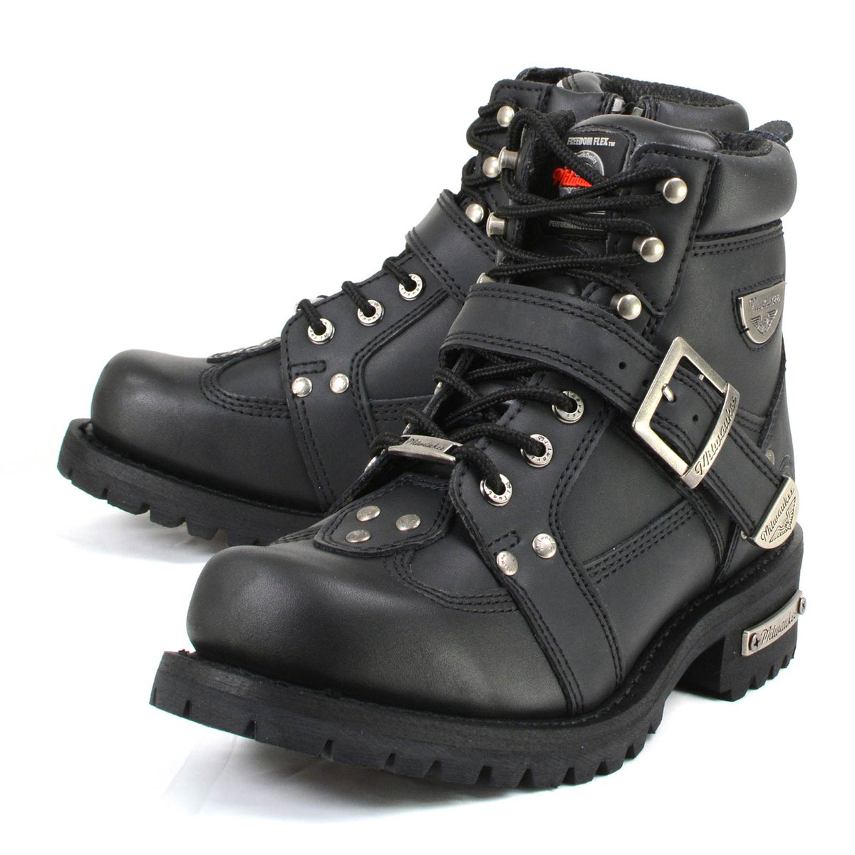 MMCC Men's Road Captain Black Leather Motorcycle Boots - MB433