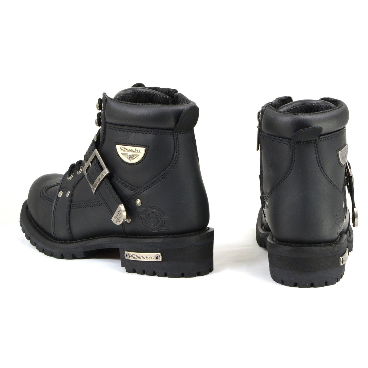 MMCC Men's Road Captain Black Leather Motorcycle Boots - MB433