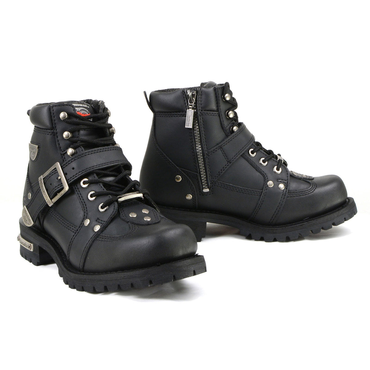 MMCC Men's Road Captain Black Leather Motorcycle Boots - MB433