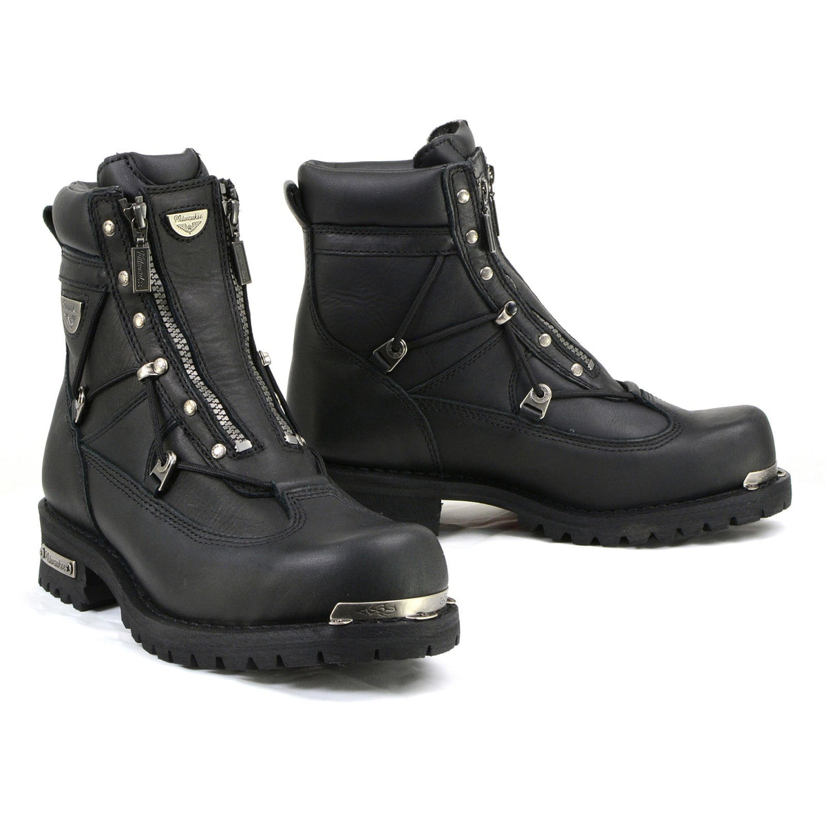 MMCC Men's Throttle Black Leather Motorcycle Boots - MB440