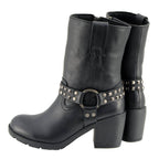 Milwaukee Leather Women's Stud Rebel Black Leather Harness Motorcycle Boots - MBL9314