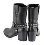Milwaukee Leather Women's Stud Rebel Black Leather Harness Motorcycle Boots - MBL9314