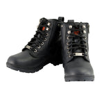 Milwaukee Leather MBL9320 Women's Premium Black Leather Lace-Up Motorcycle Riding Boots with Side Zipper