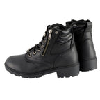 Milwaukee Leather MBL9320 Women's Premium Black Leather Lace-Up Motorcycle Riding Boots with Side Zipper