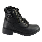Milwaukee Leather MBL9320 Women's Premium Black Leather Lace-Up Motorcycle Riding Boots with Side Zipper