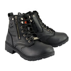 Milwaukee Leather MBL9320 Women's Premium Black Leather Lace-Up Motorcycle Riding Boots with Side Zipper
