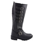 Milwaukee Leather MBL9395 Women's Black Leather 17-Inch Side Strap Riding Motorcycle Boots with Side Zipper