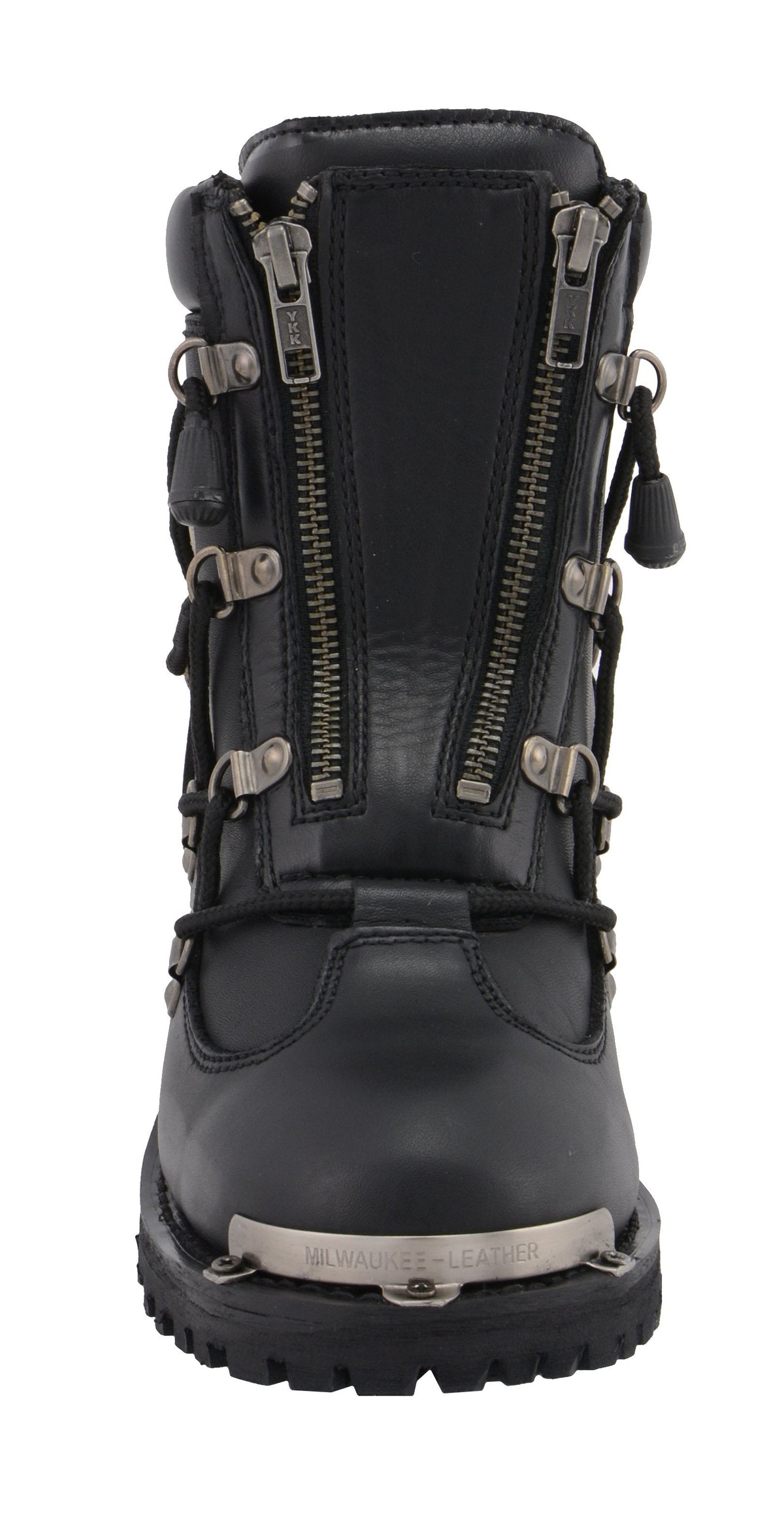Milwaukee Leather MBL9375 Women's Premium Black Leather Diamond 6-Inch Twin Zipper Lock Motorcycle Riding Boots