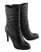 Milwaukee Leather MBL9434 Women's Black High Heel Fashion Casual Boots with Zipper Accents