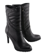 Milwaukee Leather MBL9434 Women's Black High Heel Fashion Casual Boots with Zipper Accents