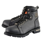 Milwaukee Leather MBM100W Men's Black Leather Wide-Width Lace-Up Motorcycle Boots with Side Zipper