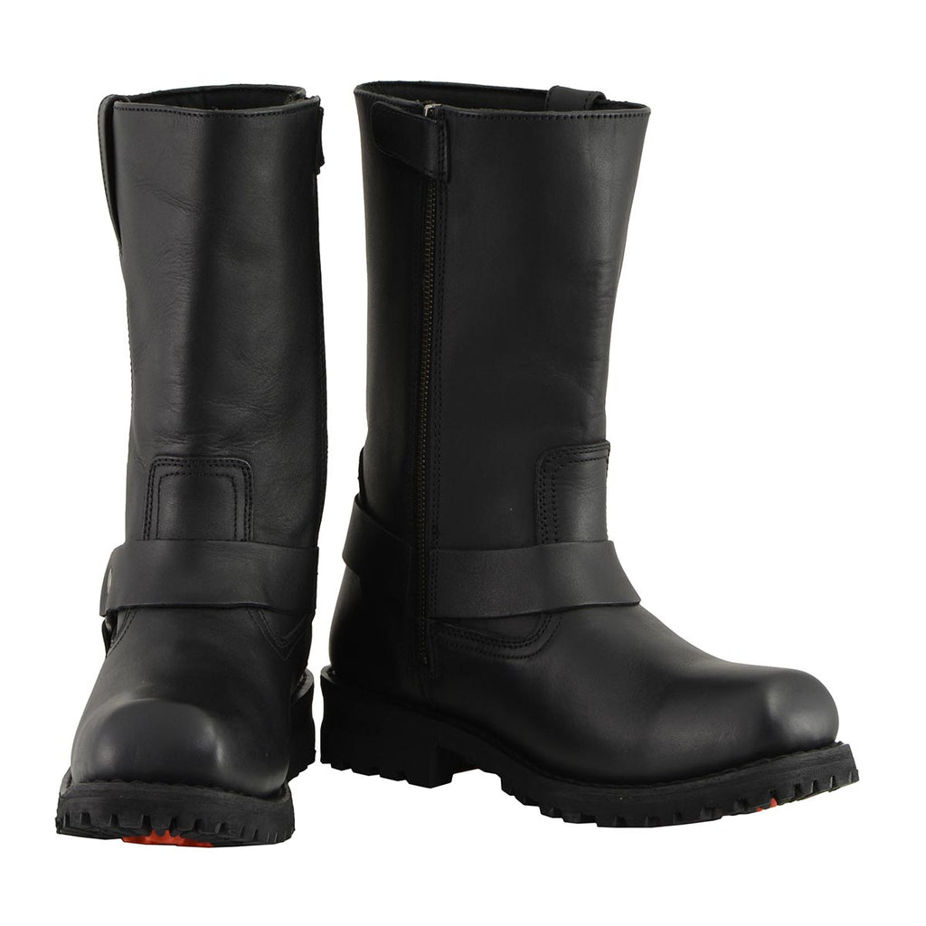 Milwaukee Leather Men’s Classic Harness 11-Inch Motorcycle Boots – Premium Cowhide, Wide-Width Sizes MBM131W