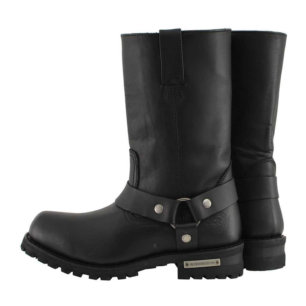 Milwaukee Leather Men’s Classic Harness 11-Inch Motorcycle Boots – Premium Cowhide, Wide-Width Sizes MBM131W