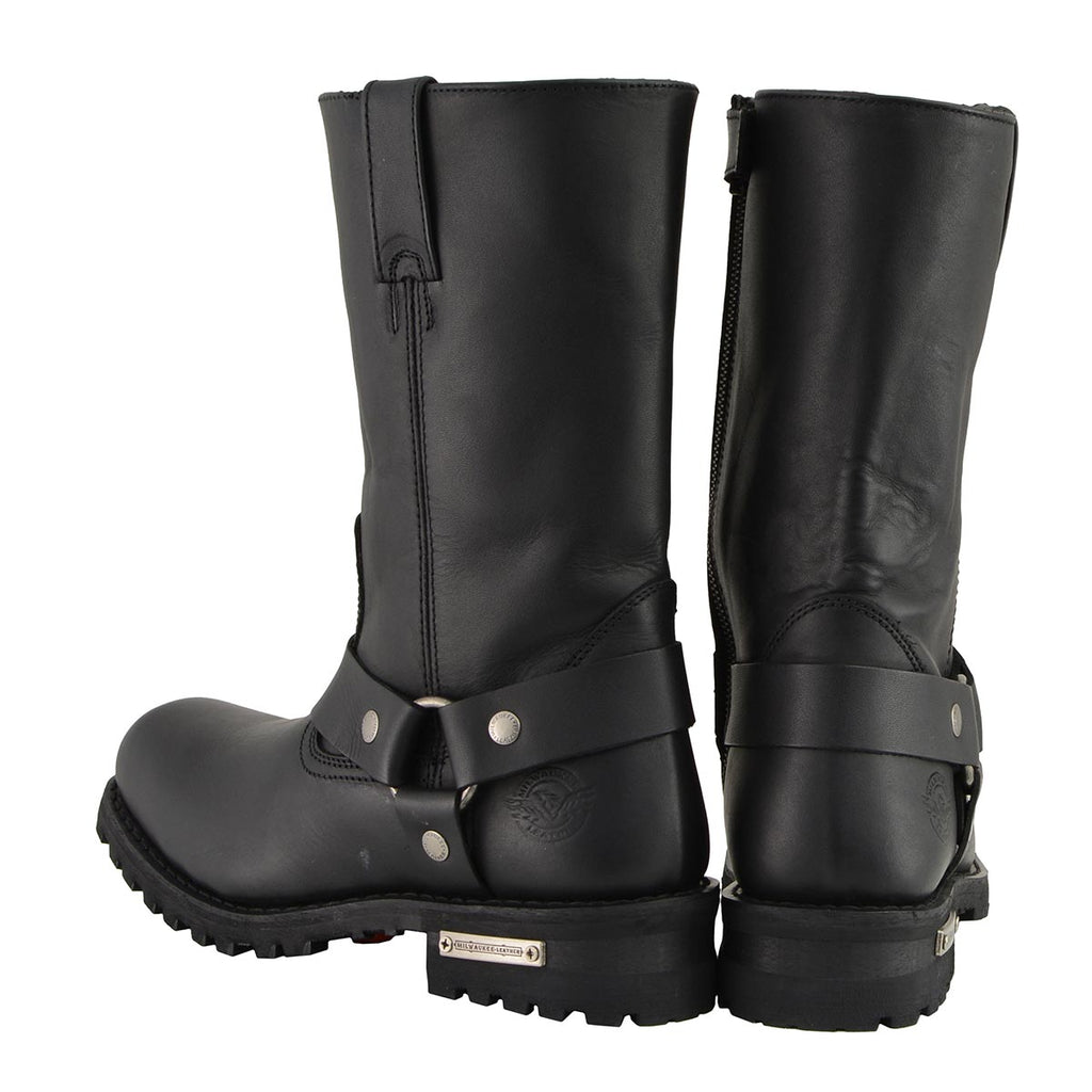 Milwaukee Leather Men’s Classic Harness 11-Inch Motorcycle Boots – Premium Cowhide, Wide-Width Sizes MBM131W