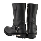 Milwaukee Leather Men’s Classic Harness 11-Inch Motorcycle Boots – Premium Cowhide, Wide-Width Sizes MBM131W