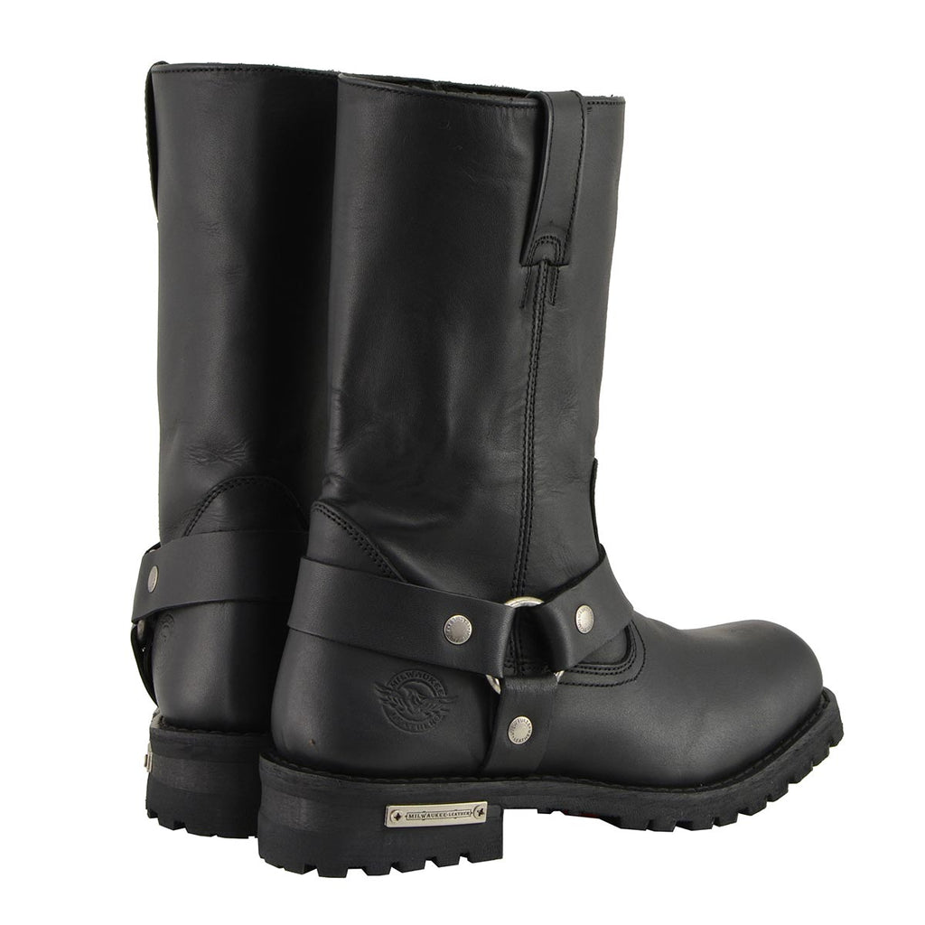 Milwaukee Leather Men’s Classic Harness 11-Inch Motorcycle Boots – Premium Cowhide, Wide-Width Sizes MBM131W