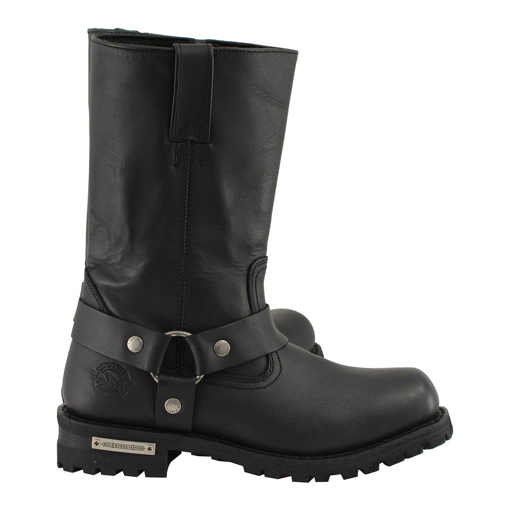 Milwaukee Leather Men’s Classic Harness 11-Inch Motorcycle Boots – Premium Cowhide, Wide-Width Sizes MBM131W