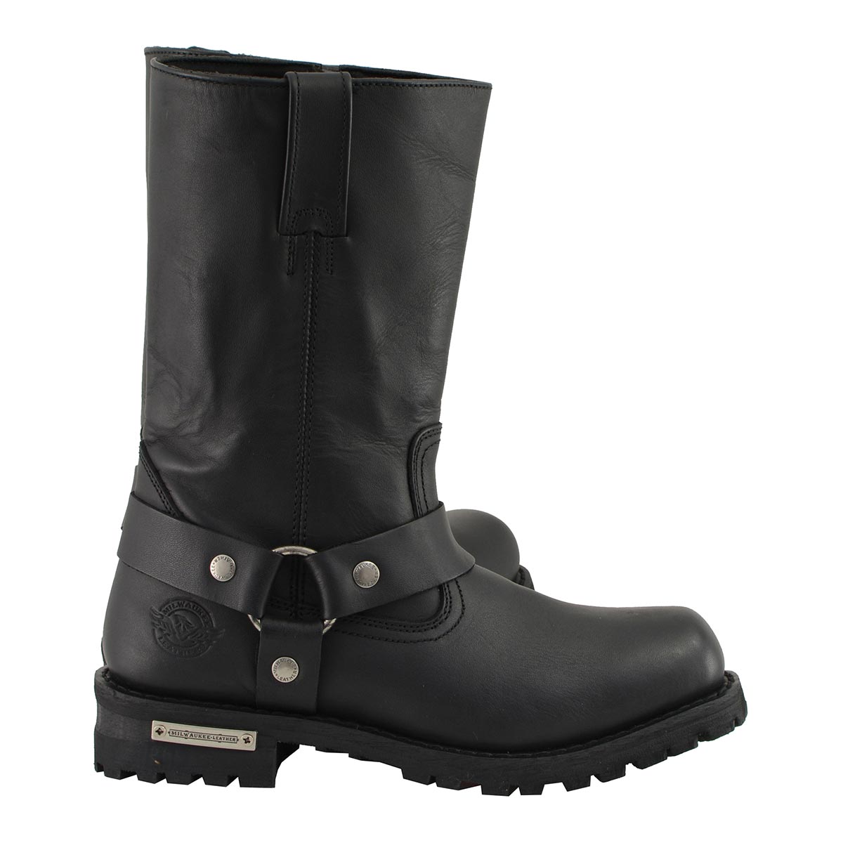 Milwaukee Leather Men’s Classic Harness 11-Inch Motorcycle Boots – Premium Cowhide, Wide-Width Sizes MBM131W