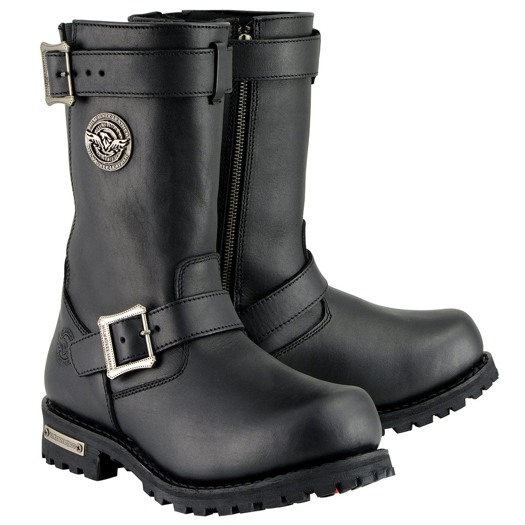 Milwaukee Leather Men's Axle Classic Black 11-Inch Engineer Motorcycle Leather Boots MBM9020