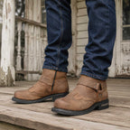 Milwaukee Leather Men's Copper Ridge Brown Suede Motorcycle Harness Boots - MBM9053