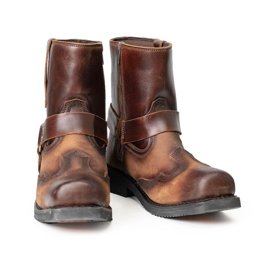 Milwaukee Leather Men's Copper Ridge Brown Leather Motorcycle Harness Boots - MBM9054