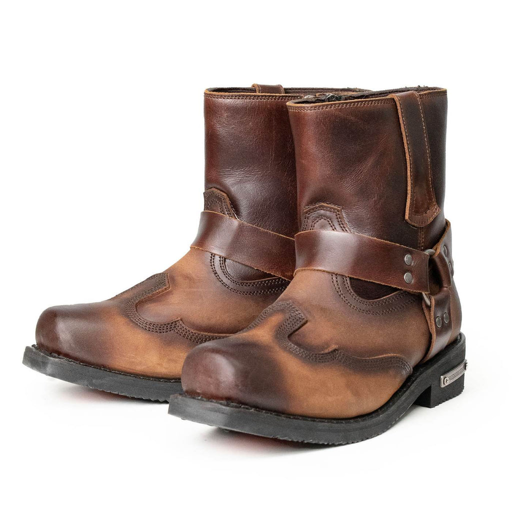 Milwaukee Leather Men's Copper Ridge Brown Leather Motorcycle Harness Boots - MBM9054