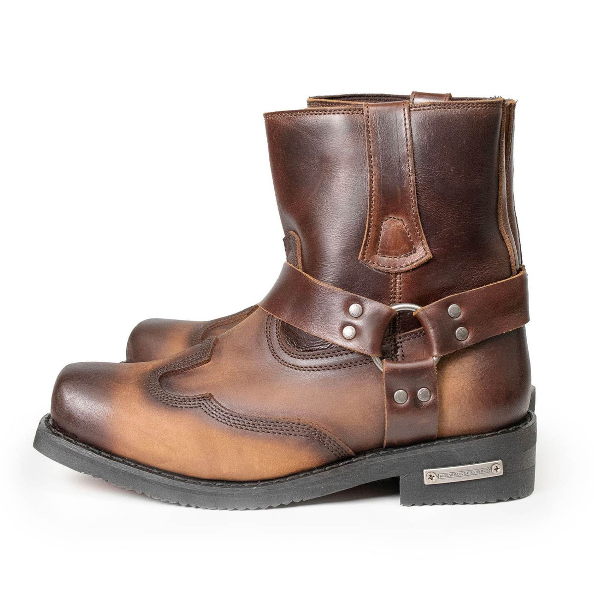 Milwaukee Leather Men's Copper Ridge Brown Leather Motorcycle Harness Boots - MBM9054