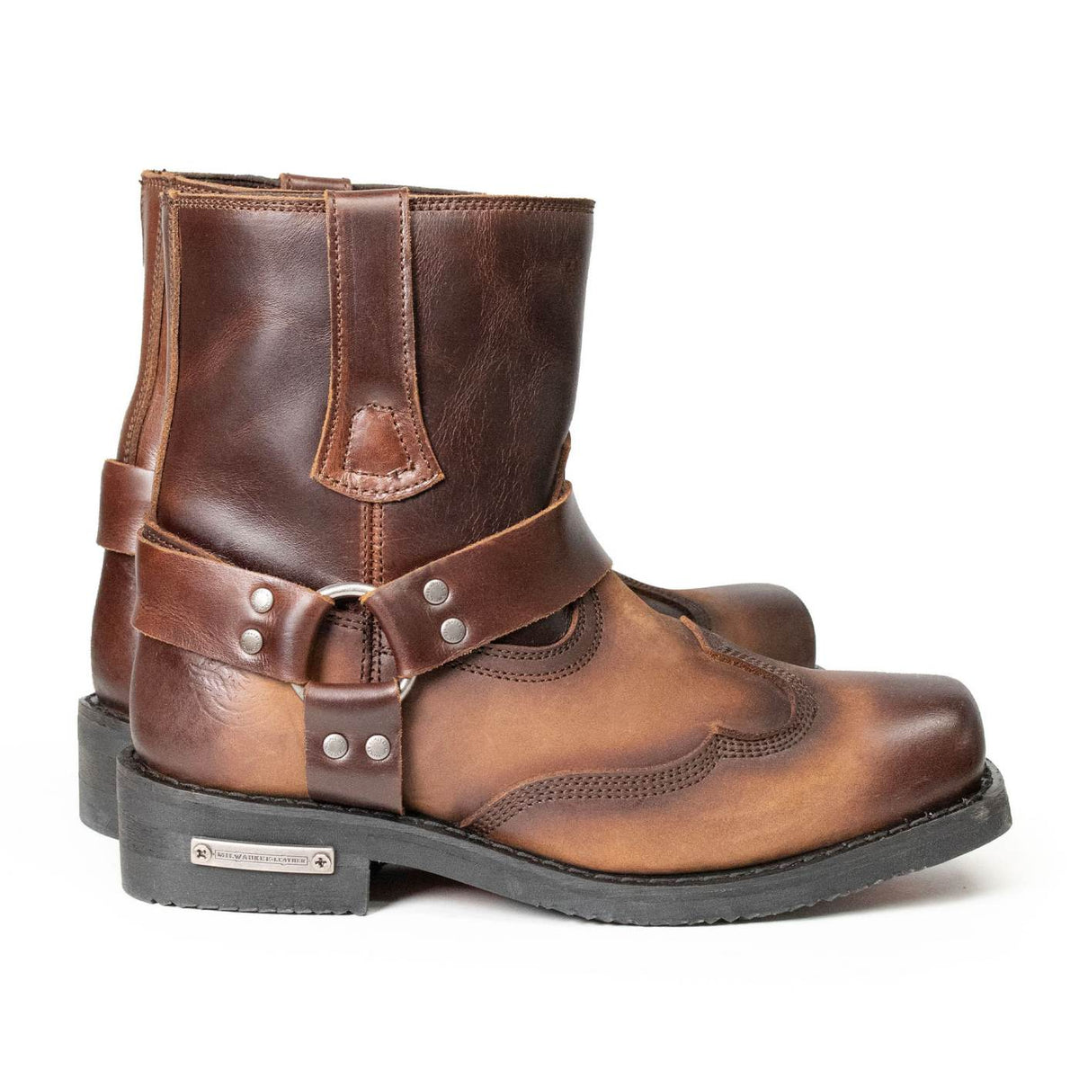 Milwaukee Leather Men's Copper Ridge Brown Leather Motorcycle Harness Boots - MBM9054