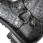 Milwaukee Leather Men's Hellscale Crocodile-Embossed Harness Motorcycle Boots - MBM9055