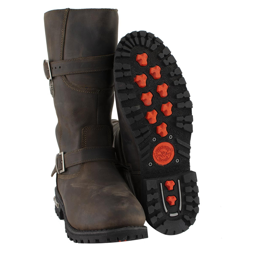 Milwaukee Leather MBM9063 Men's Classic Distressed Brown Leather Motorcycle Engineer Riding Biker Boots
